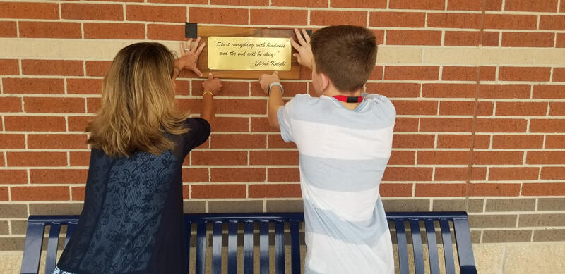 Kindness quote plaque at Spillane Middle School